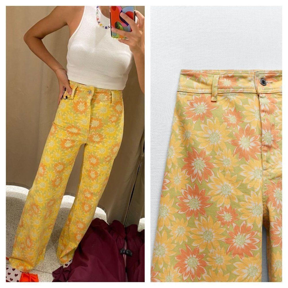 ZARA SUNFLOWER MARINE DENIM JEANS - Picture 3 of 15